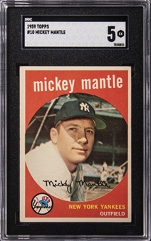 1959 Topps Baseball #10 Mickey Mantle - SGC EX 5